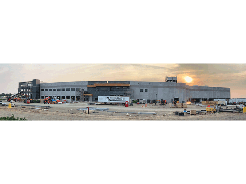 The distribution center, shown here nearing completion, will include a freezer, cooler and dry goods storage, along with four banana ripening rooms.