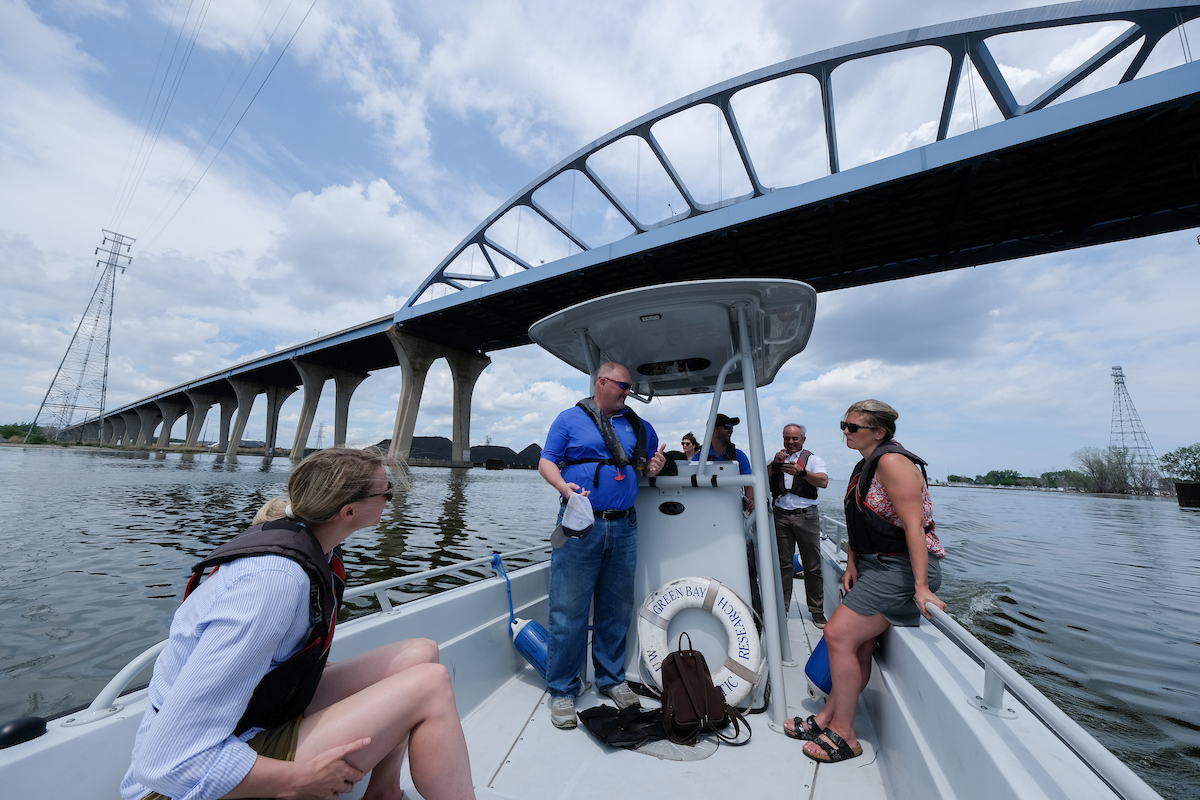 The RV Phoenix, the University of Wisconsin – Green Bay’s research vessel, departed from South Bay Marina for a two hour educational excursion into the Bay of Green Bay. Your Captain was faculty member and research scientist Christopher Houghton.