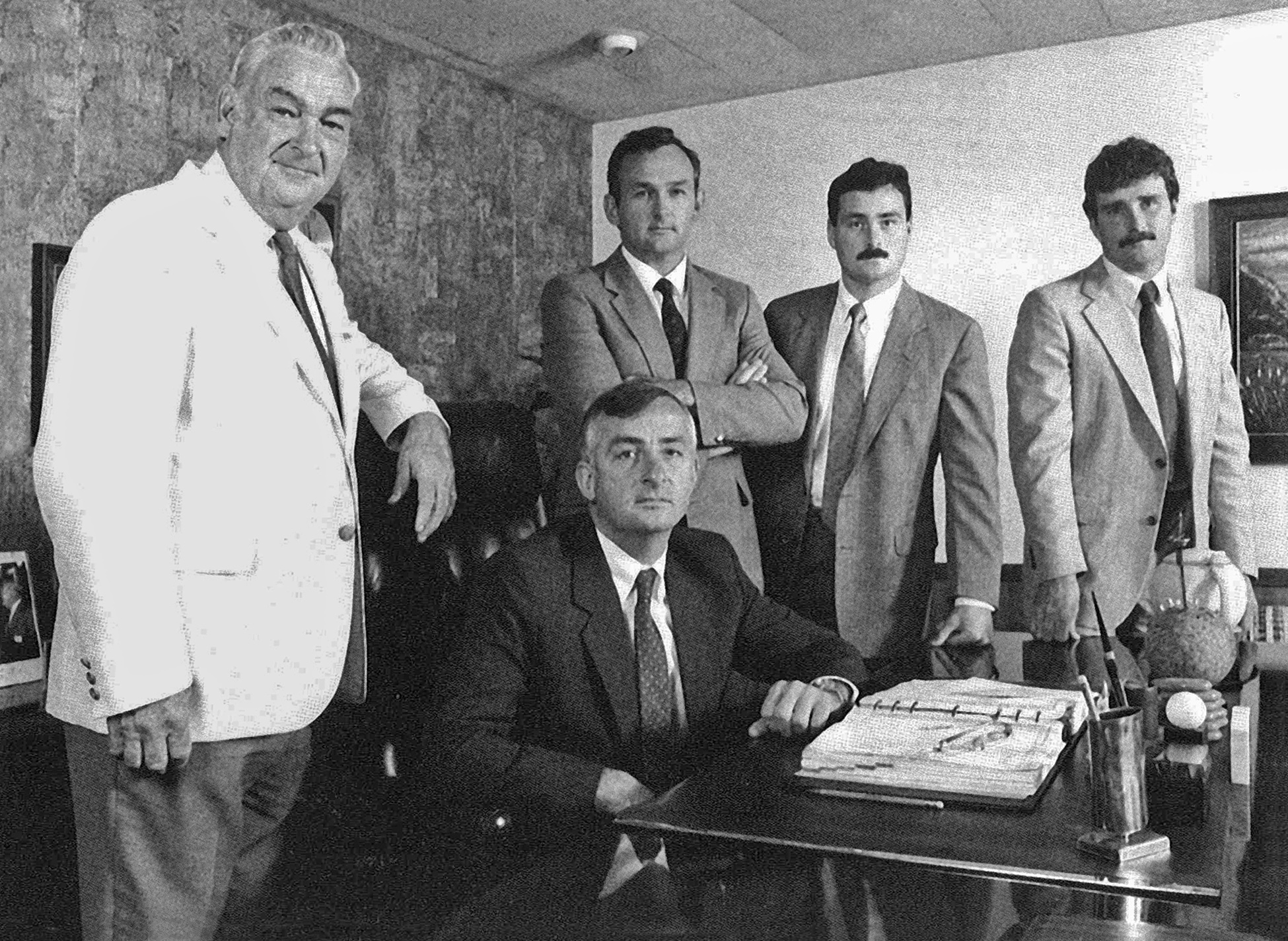 A 1987 photo capturing McClone’s early leadership team — founder Ralph McClone stands proudly with his sons Mike, Dan, Pat and Brian (left to right), embodying the family’s shared values of hard work, integrity and service.