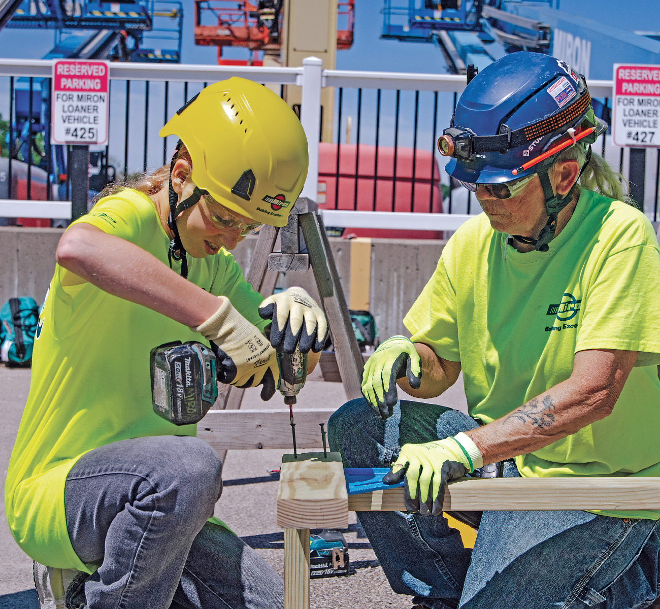 One of Miron Construction’s DEI efforts is its Build Like a Girl program, in which women at Miron lead construction projects with female middle-school and high-school students.
