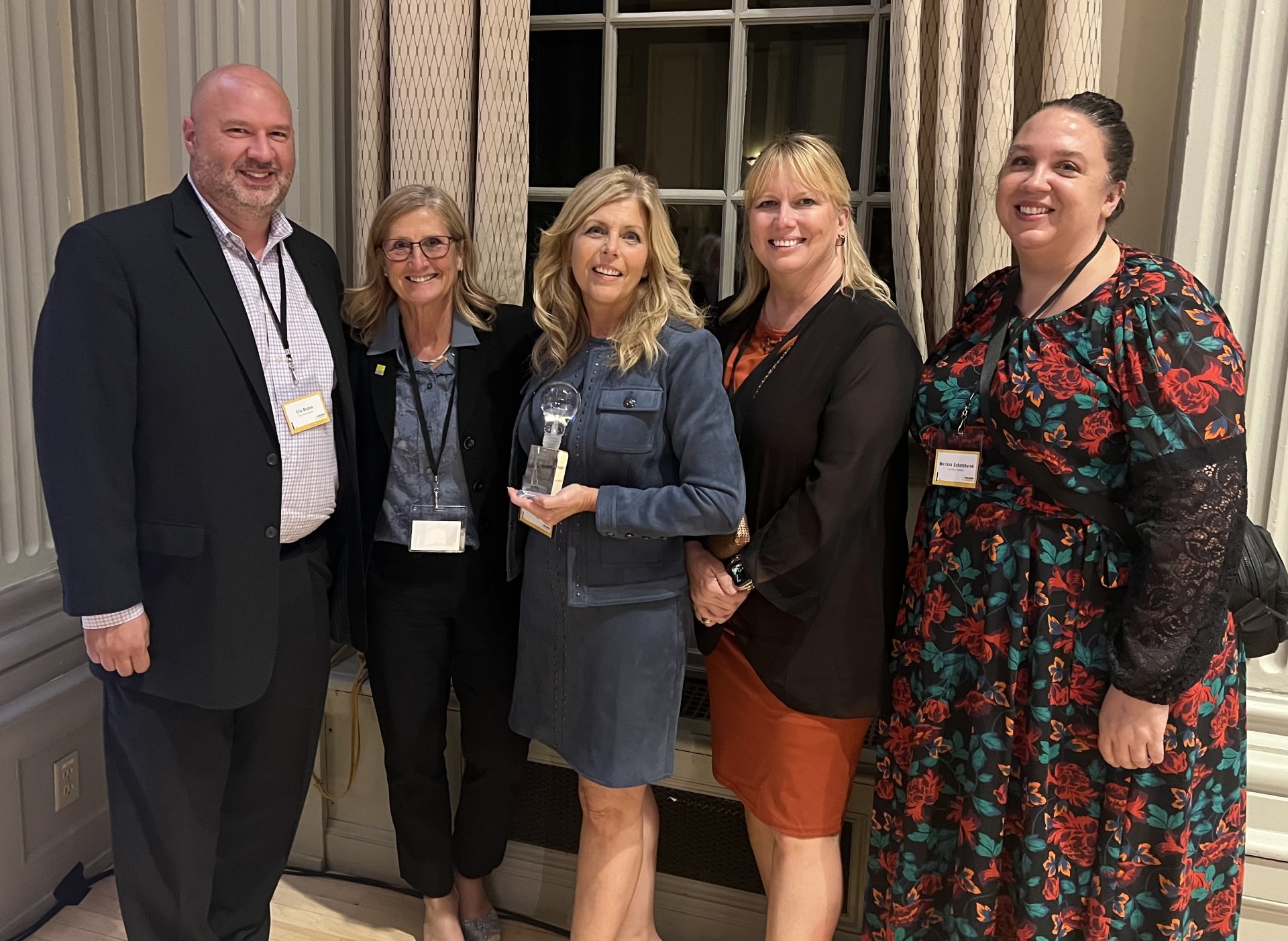 From left are Chamber Vice President of Business Growth and Development Eric Broten; New North, Inc. President/CEO and WIA Board Member Barb LaMue; Chamber President & CEO Becky Bartoszek; Chamber Executive Vice President Marketing & Events Laura Wiegert; and Chamber Marketing Communications Specialist Melissa Schamburek.