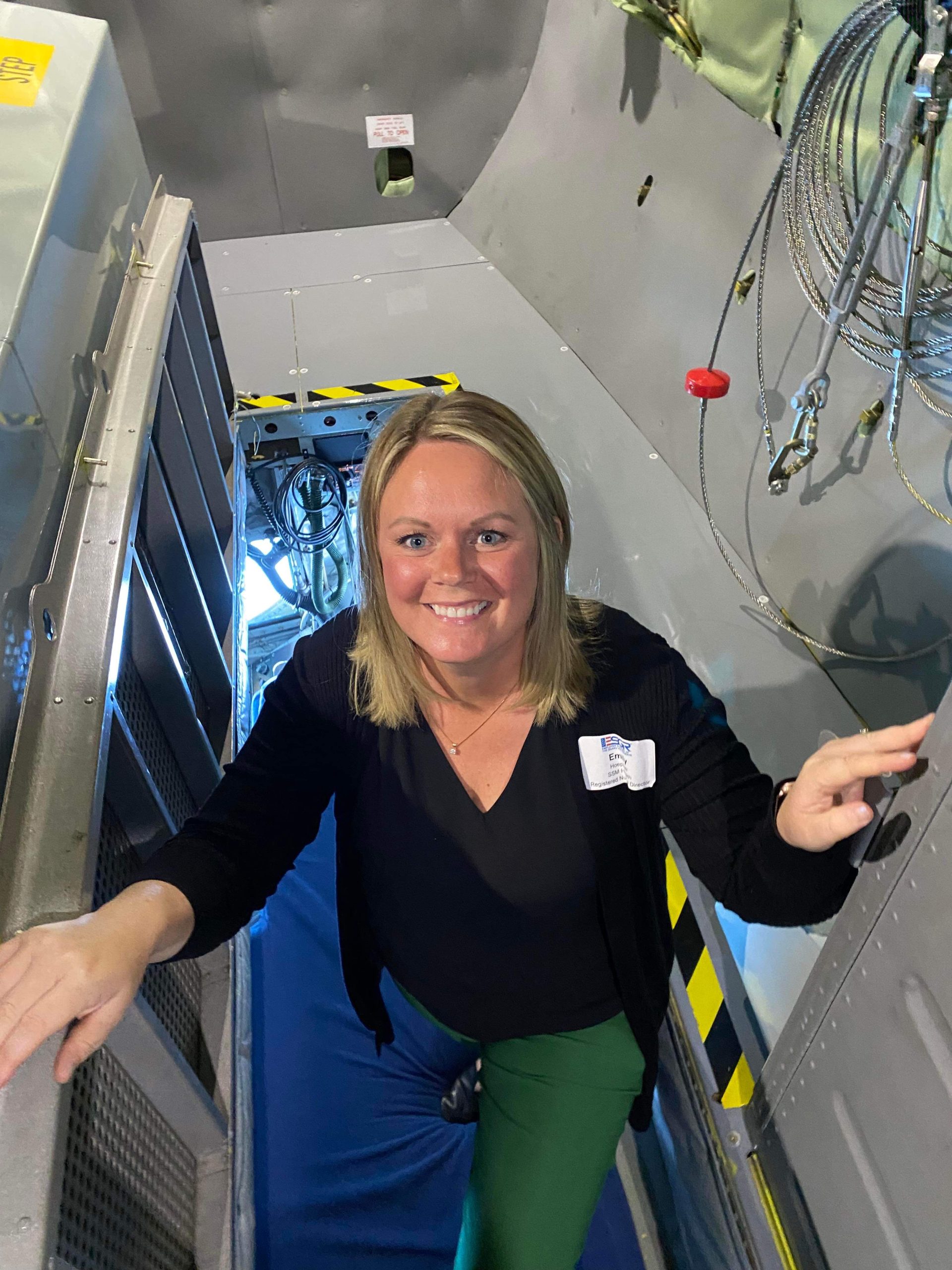 Emily Hoepfner aboard an aircraft.