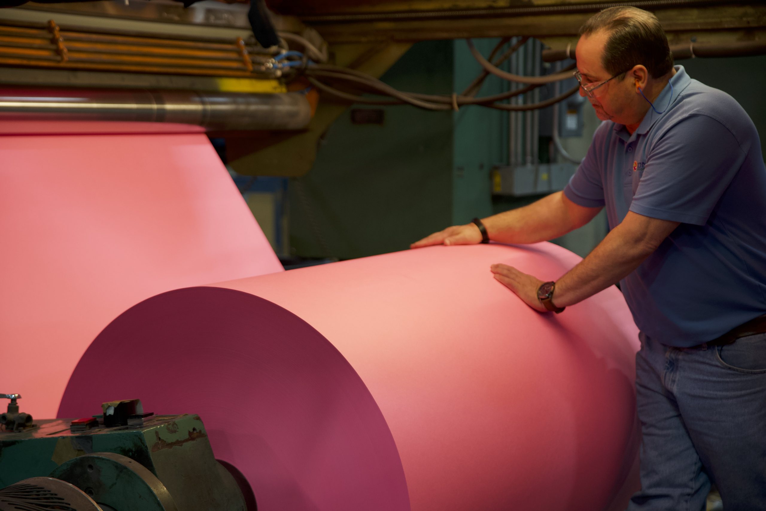 A roll of freshly made construction paper at Ahlstrom Munksjö, as seen on Extraordinary Stories Behind Everyday Things, Season 2.