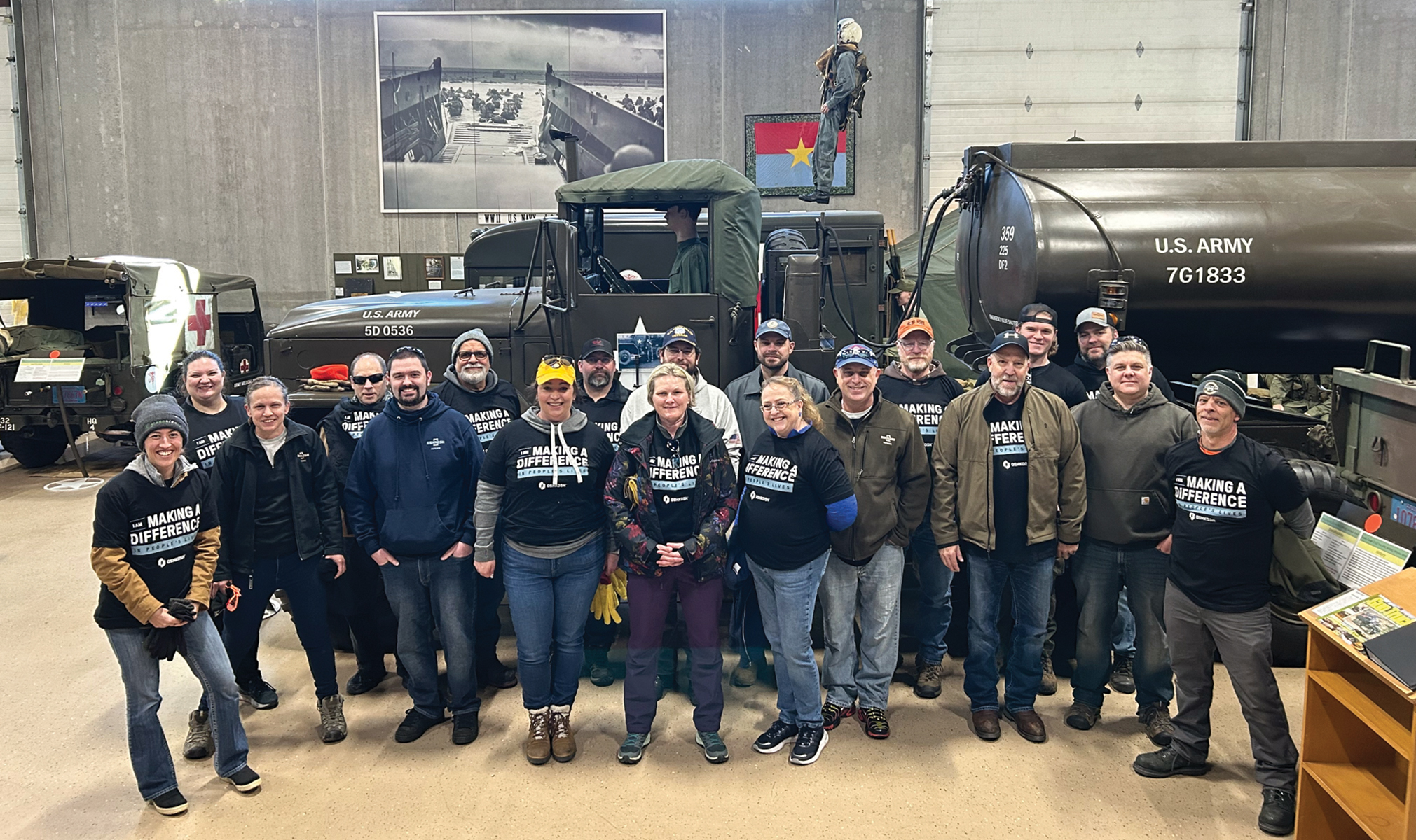 Oshkosh Corporation Military Network members volunteer at the Military Veterans Museum in Oshkosh.
