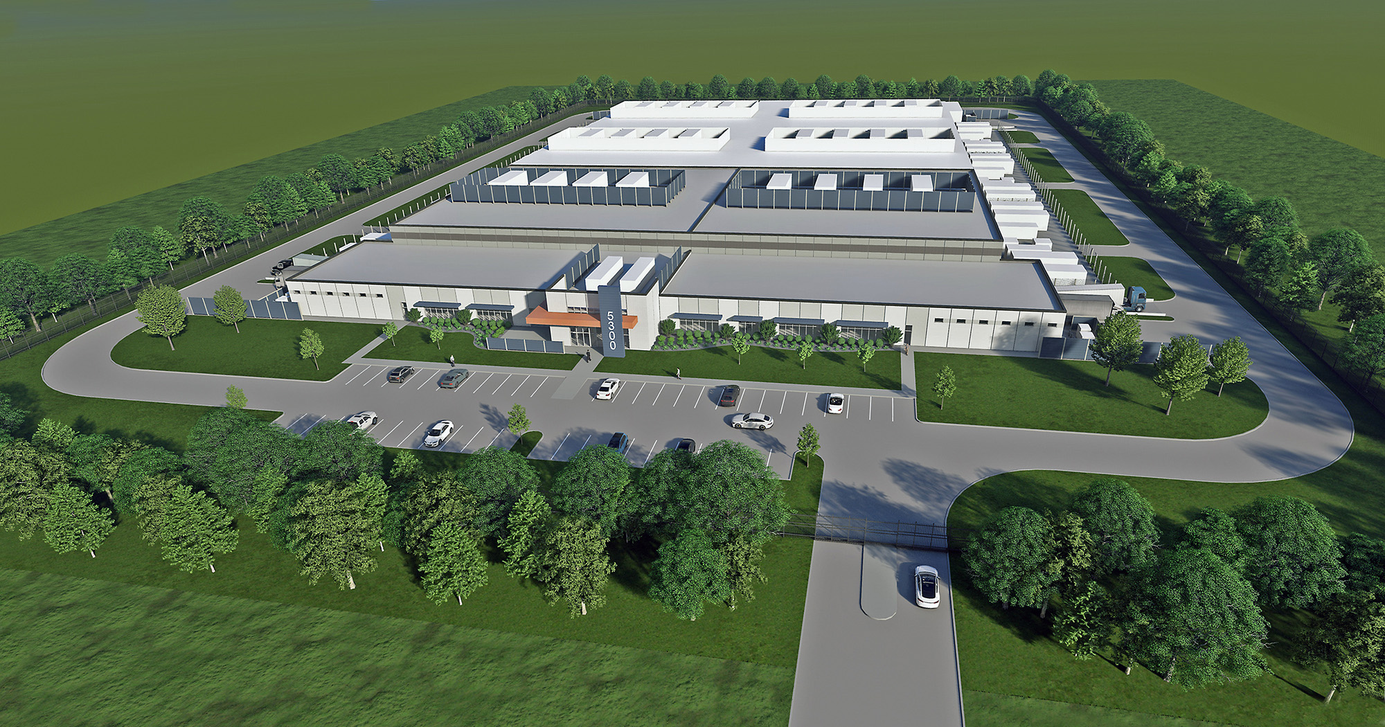 An aerial view of the proposed new ark data center, which will connect to the existing facility when fully-built out to 20-MW capacity