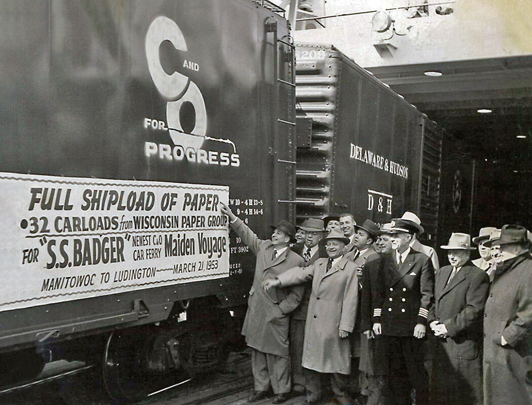 The U.S.S. Badger’s inaugural run moving a trainload full of paper from WI to MI