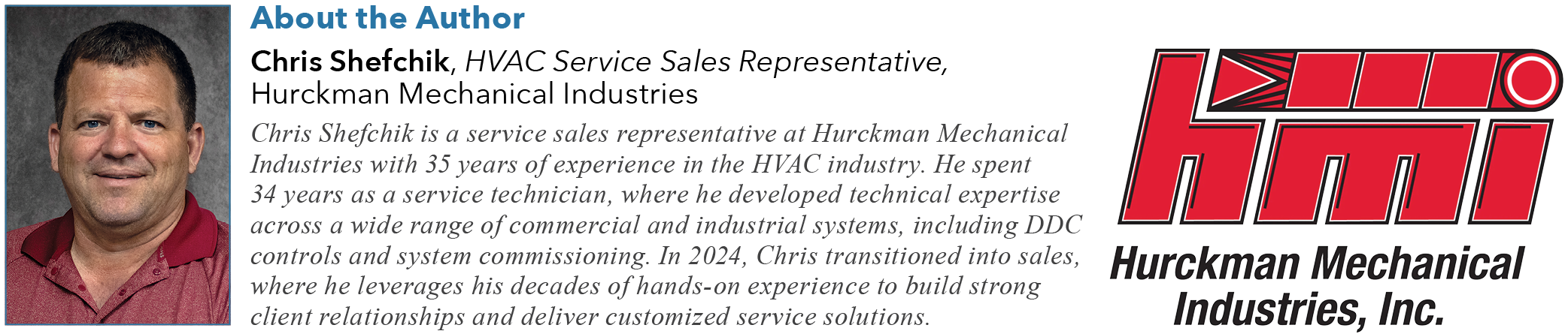 Hurckman's Chris Shefchik author info