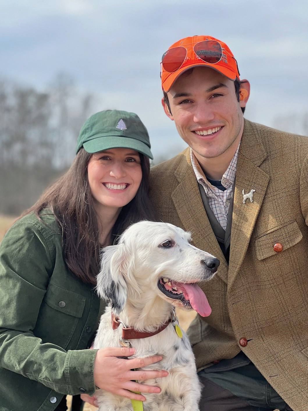 Russell Moccasin's new CEO Luke Kolbie — pictured here with his wife Wynne and their English Setter Vela — founded Kingfisher Leatherworks in 2011 at age 12.