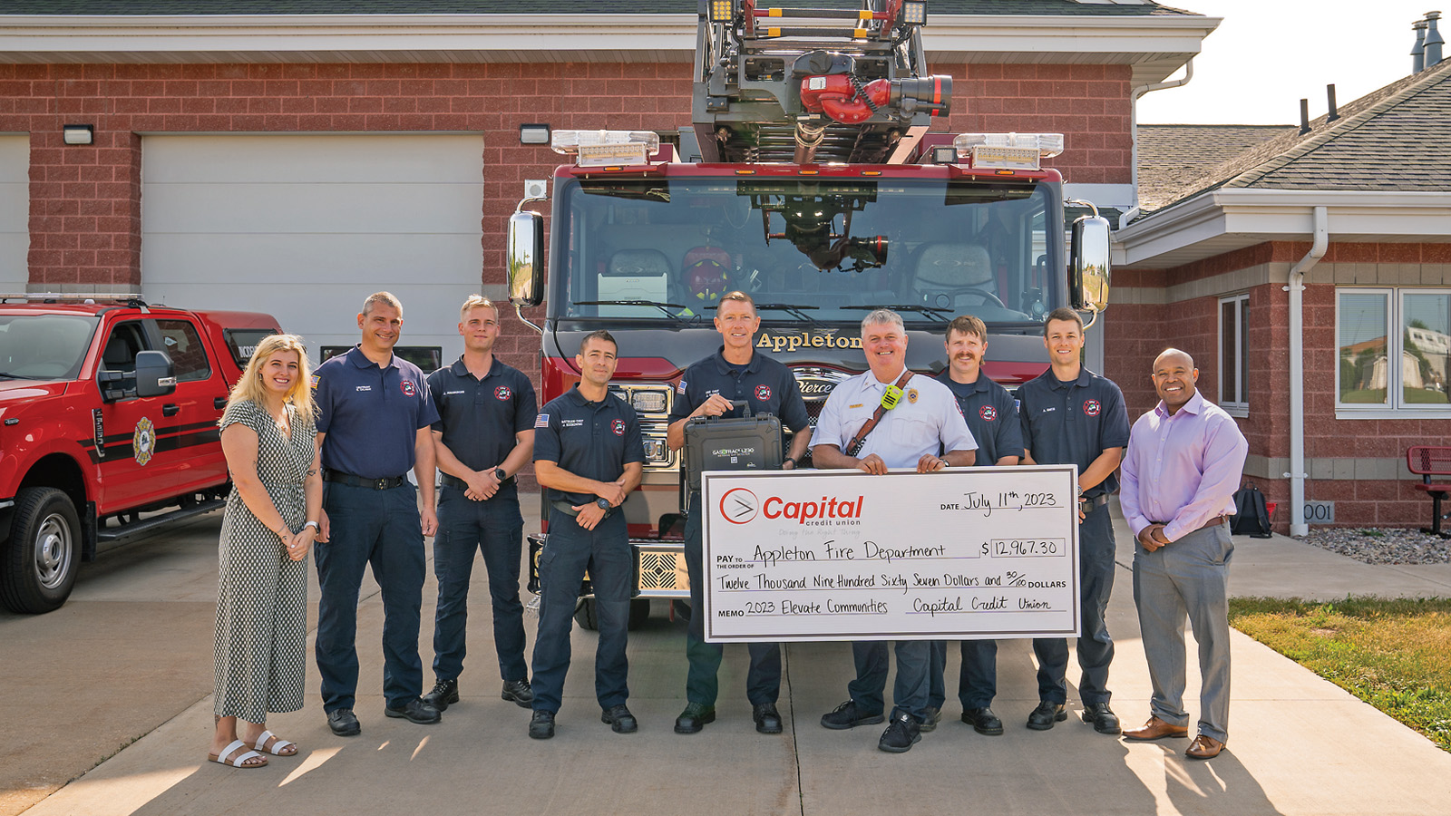 CCU’s Elevate Communities program awards $100,000 each year to fire, police and EMT departments. Pictured here is one of the 2023 winners — Appleton Fire Department.