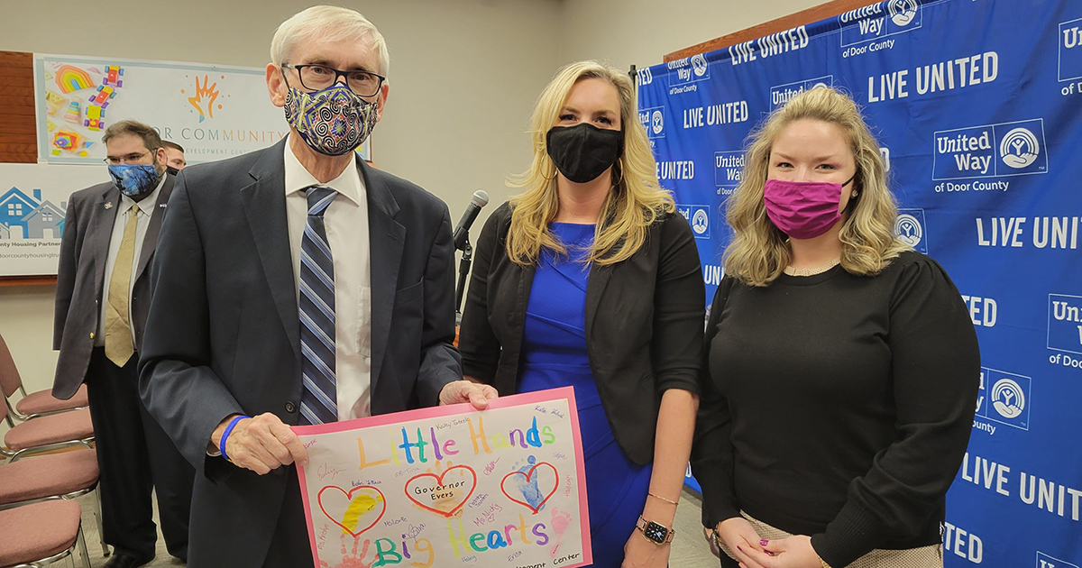 Gov. Tony Evers visited Door County Dec. 16 to announce a $3.5 million Workforce Innovation Grant designed to expand child care offerings and attract child care workers.