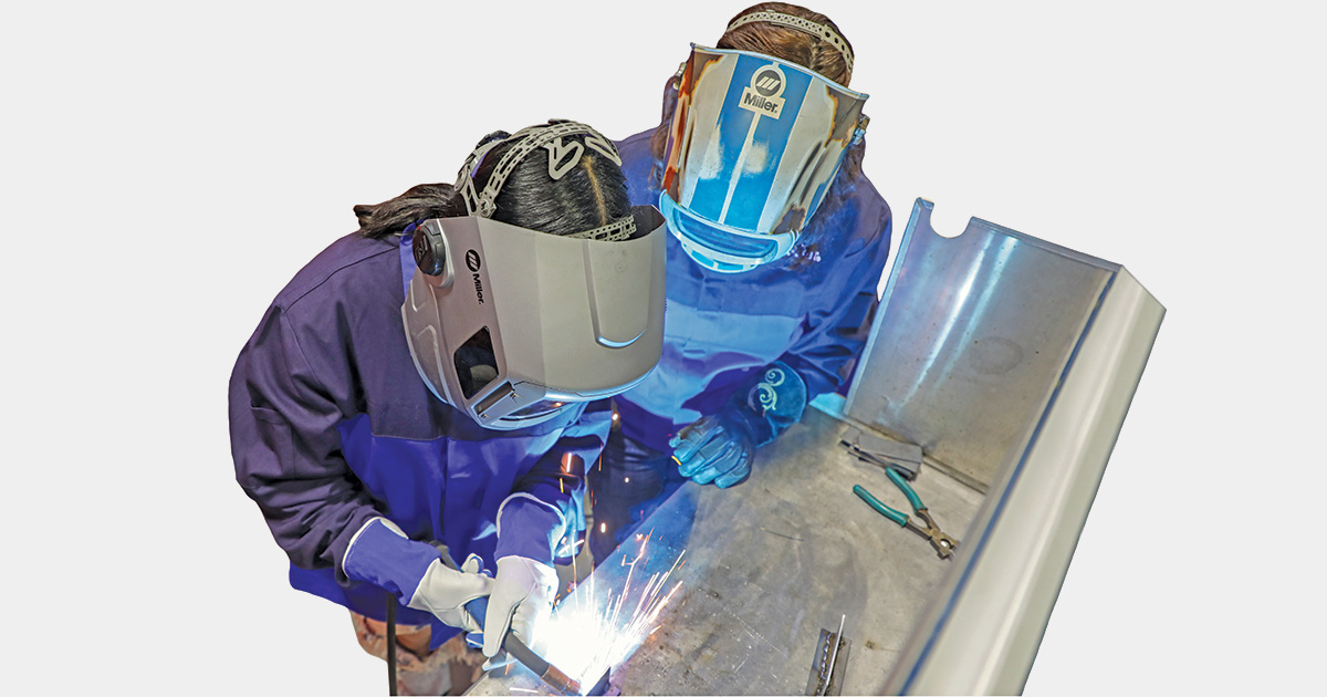 Hands-on welding demonstrations were part of Miller Electric Manufacturing’s booth at Smart Girls Rock!, a Fox Cities Chamber of Commerce event for high school students.
