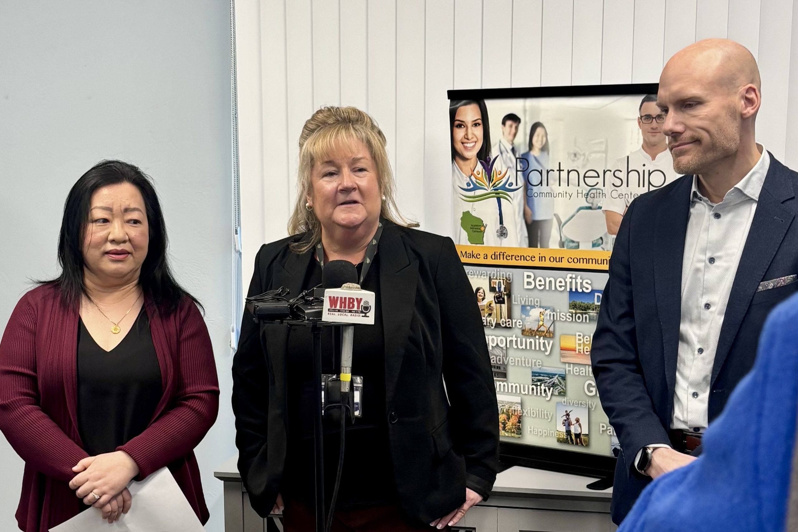 From left are Dr. Pam Her of the Multicultural Coalition, Patricia Servala of Partnership Community Health Center, and Josh Gustafson of Medica.