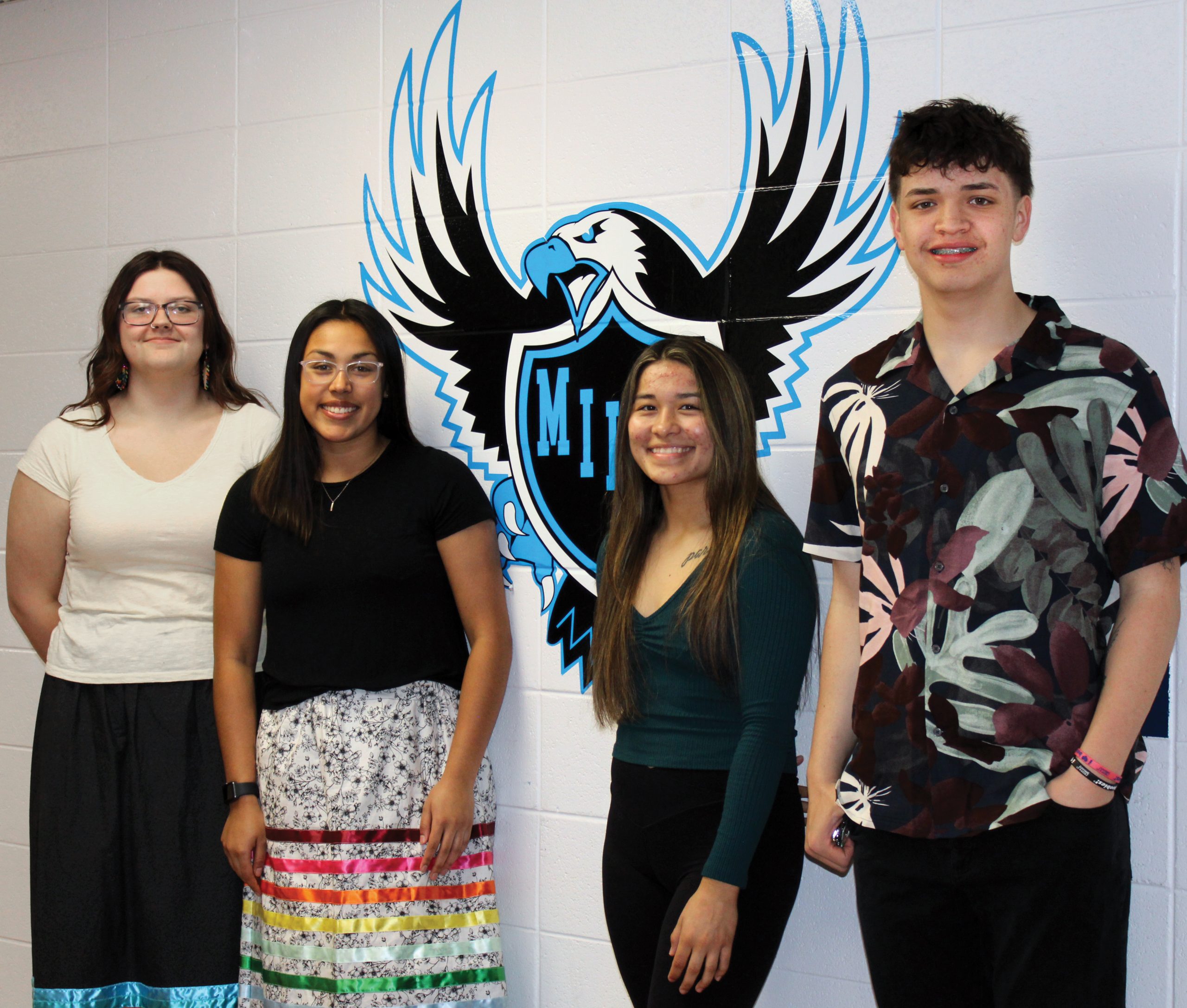 Left to right: Alamea Pyawasay, Mariah Fish, Ashlee Corn and Pearson Denny graduated this spring with both Menominee Indian High School diplomas and NWTC associate degrees thanks to the college’s 4x4 dual-credit program.