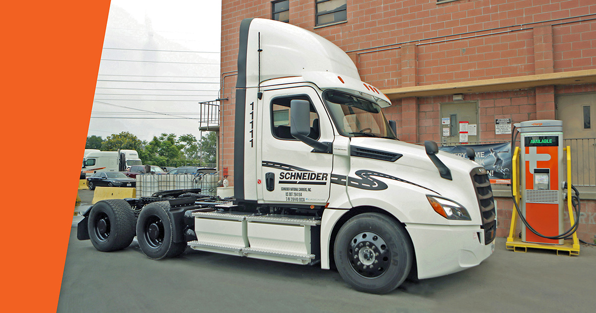Schneider is positioning itself as a leader in embracing electric and battery-electric trucks. That included adding 50 battery-electric trucks to its fleet this past summer.