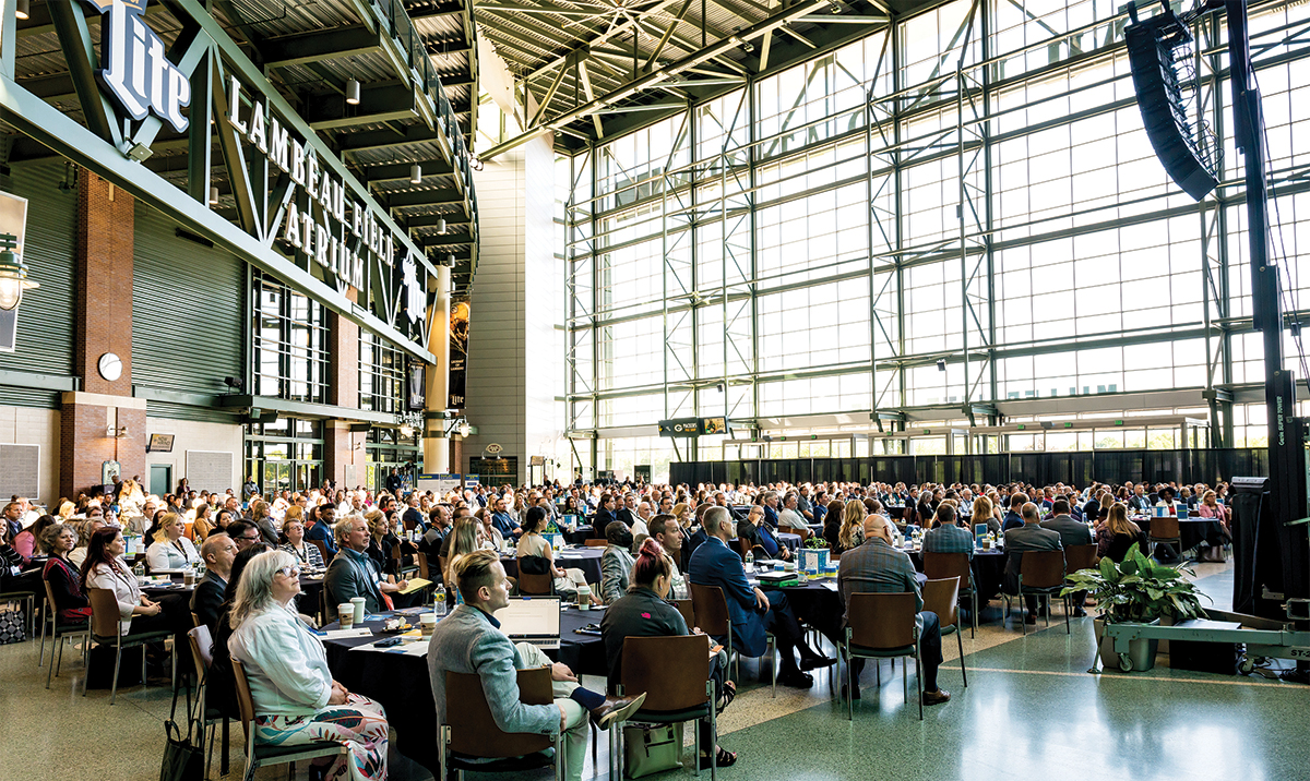 The Lambeau Field Atrium serves as the backdrop for New North Inc.’s annual summit in this archive photo.