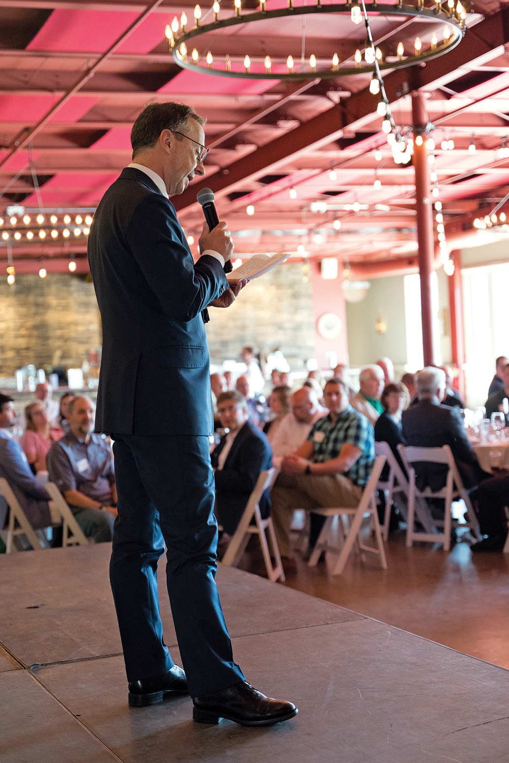 Italian Consul General Thomas Botzios, who represents the U.S. Midwest region, speaks at Badger State Brewing Company Sept. 19 as part of a luncheon event celebrating foreign direct investment between Lucca, Italy and Green Bay.