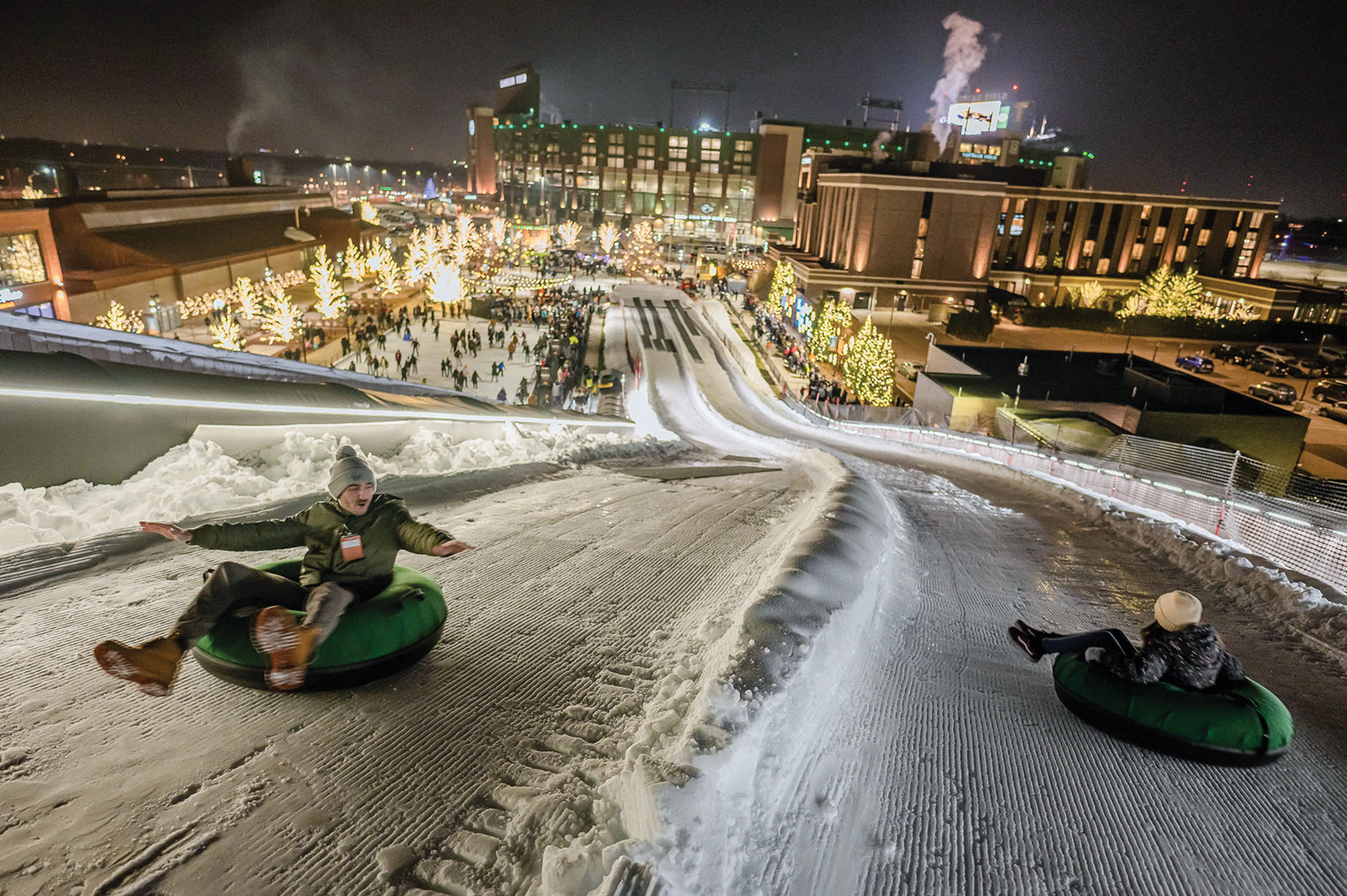 Titletown, a community development near Lambeau Field featuring a public park, skating rink and tubing hill, is a key component to the Green Bay Packers’ talent attraction strategy.