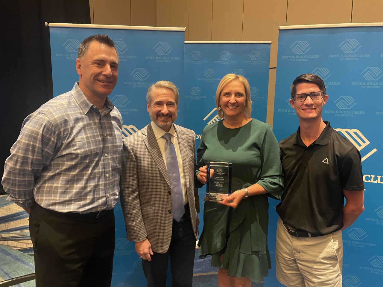 From left are Big Futures Mentoring Coordinator Jay Gibson, Board President Jeff Trembly, CEO Tracy Ogden and Director of Club Services Kevin Mueller.