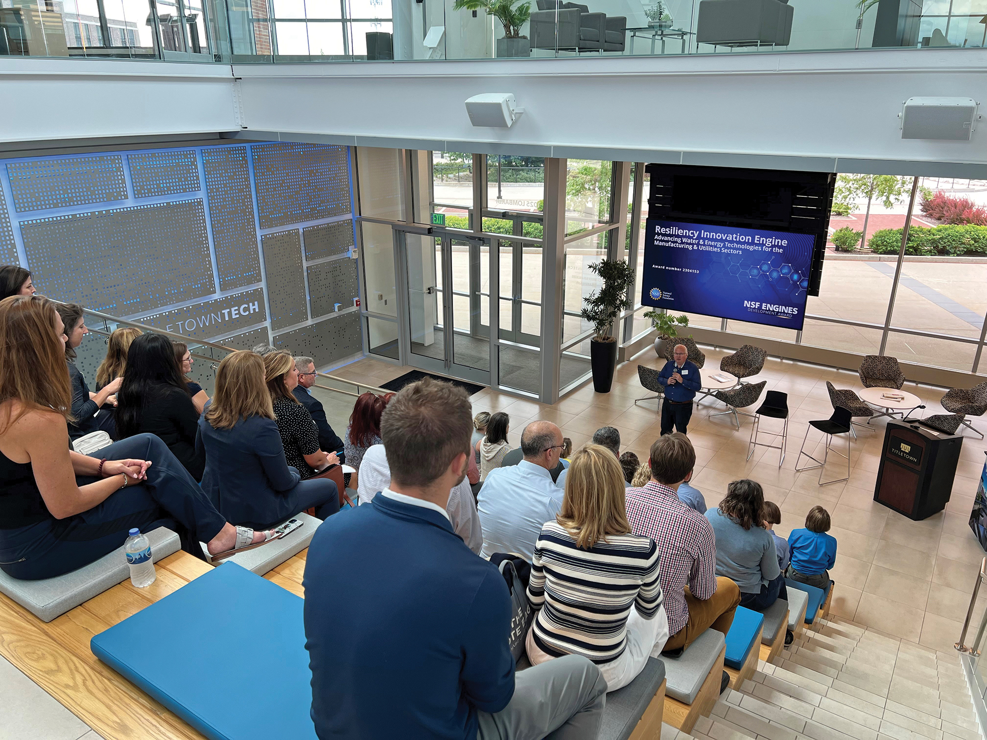Northeast Wisconsin business leaders attend The Water Council’s first-ever “road show” event highlighting its newest National Science Foundation award July 20 at TitletownTech in Green Bay.