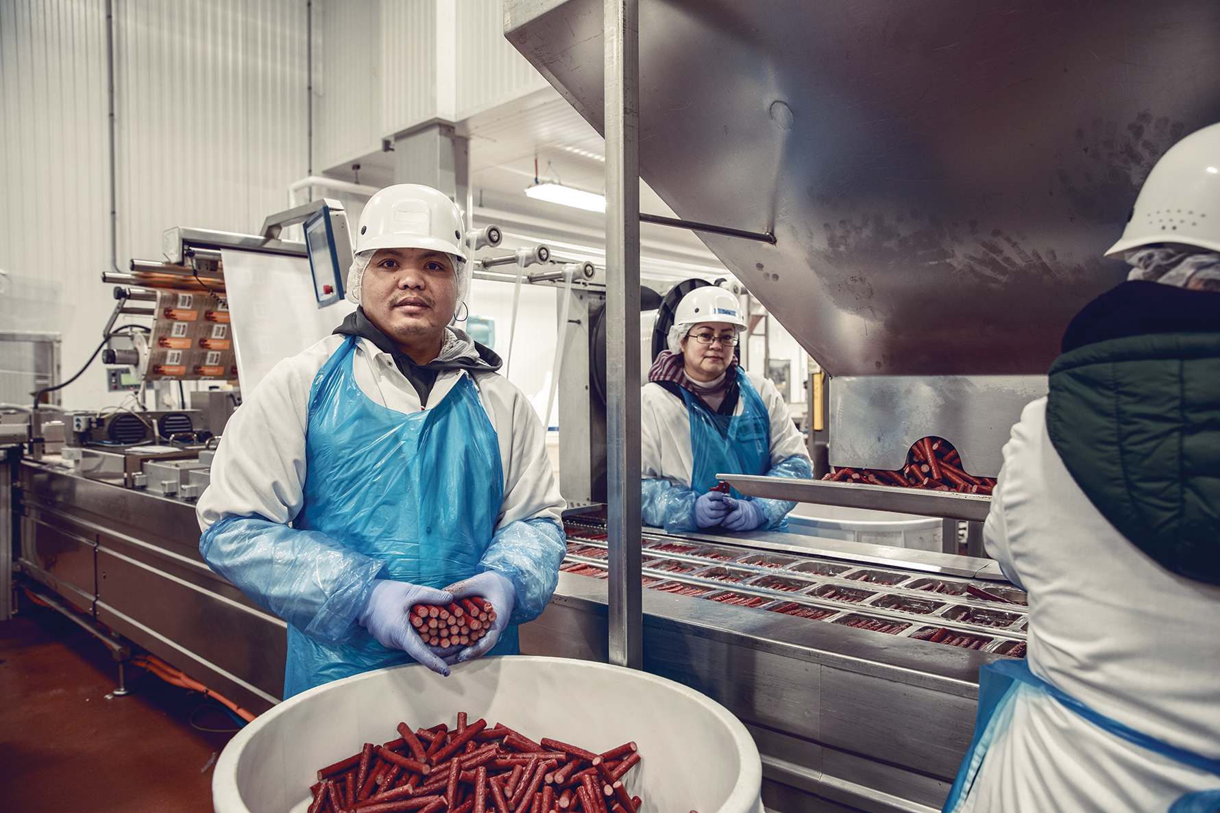 Old Wisconsin Sausage makes approximately 40 million pounds of sausage a year — approximately 1 million pounds a week between their plants in Sheboygan and Montgomery, Illinois.