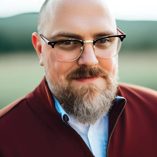 Graphics expert Dave Razor trained a machine learning model using photographs of himself to create this AI-generated “head shot.”