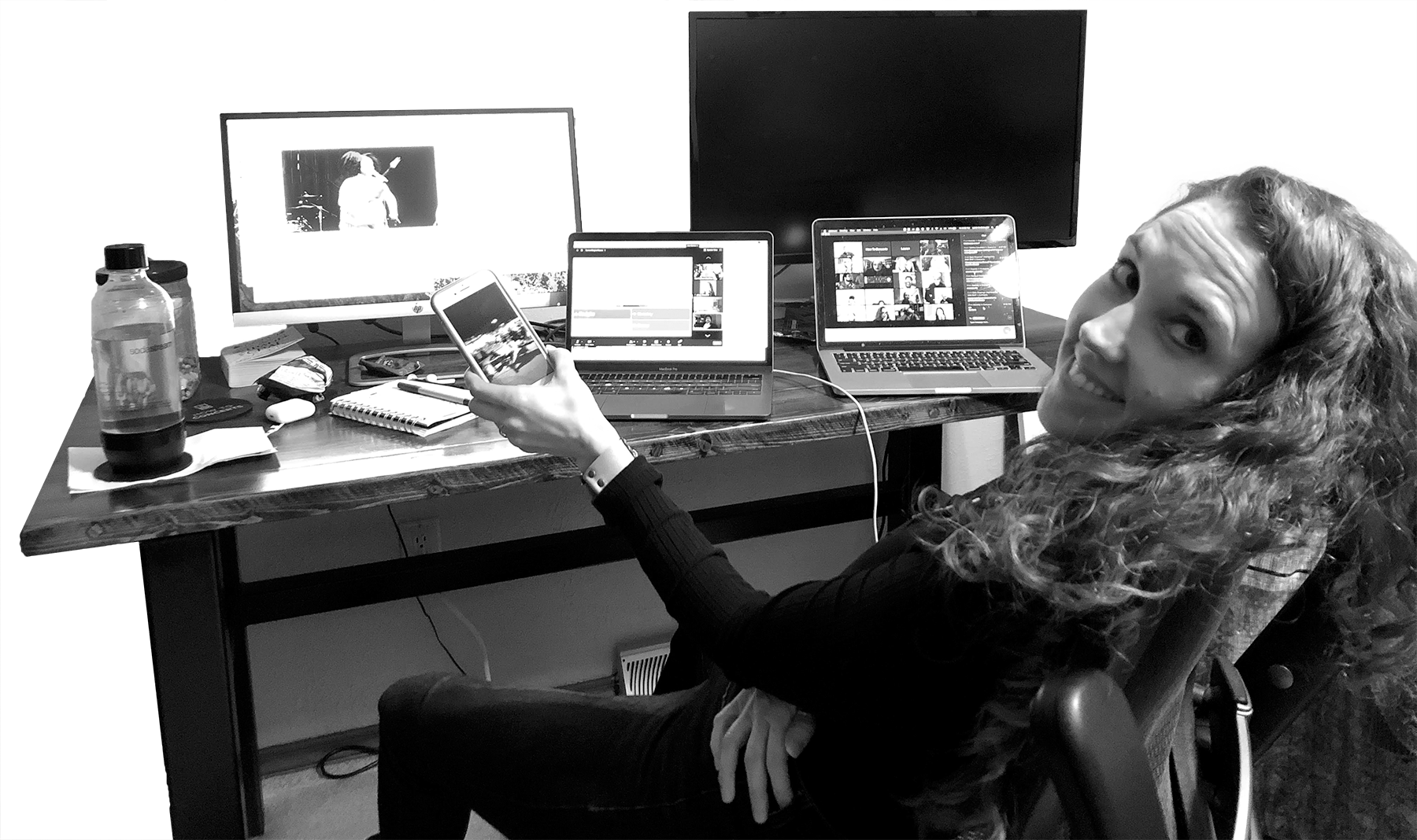 During COVID, events went virtual and Jolene would work multiple events simultaneously — up to four at a time — as a way for the agency to remain open.