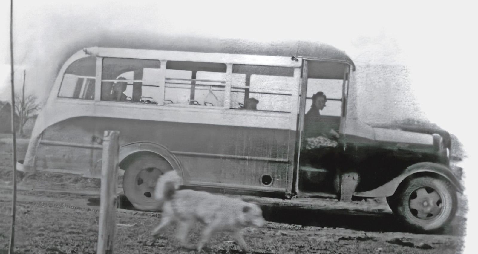 Lamers Bus Lines’ first school bus, driven by Ellen Lamers in 1944.
