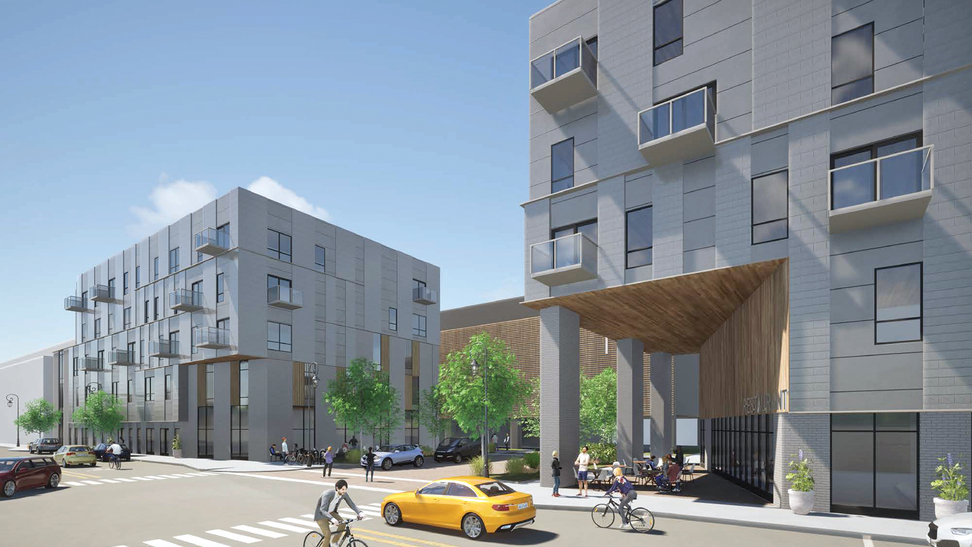 Urbane115 by Merge Urban Development is a five-story, mixed-use building on the corner of N. Appleton St. and E. Washington St.