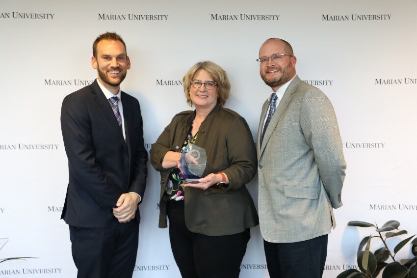 Joe Venhuizen, Vice President of Membership and Resource Development, Envision Greater Fond du Lac, along with members of the Waupun Business Alliance, Kathy Schlieve and Craig Much.