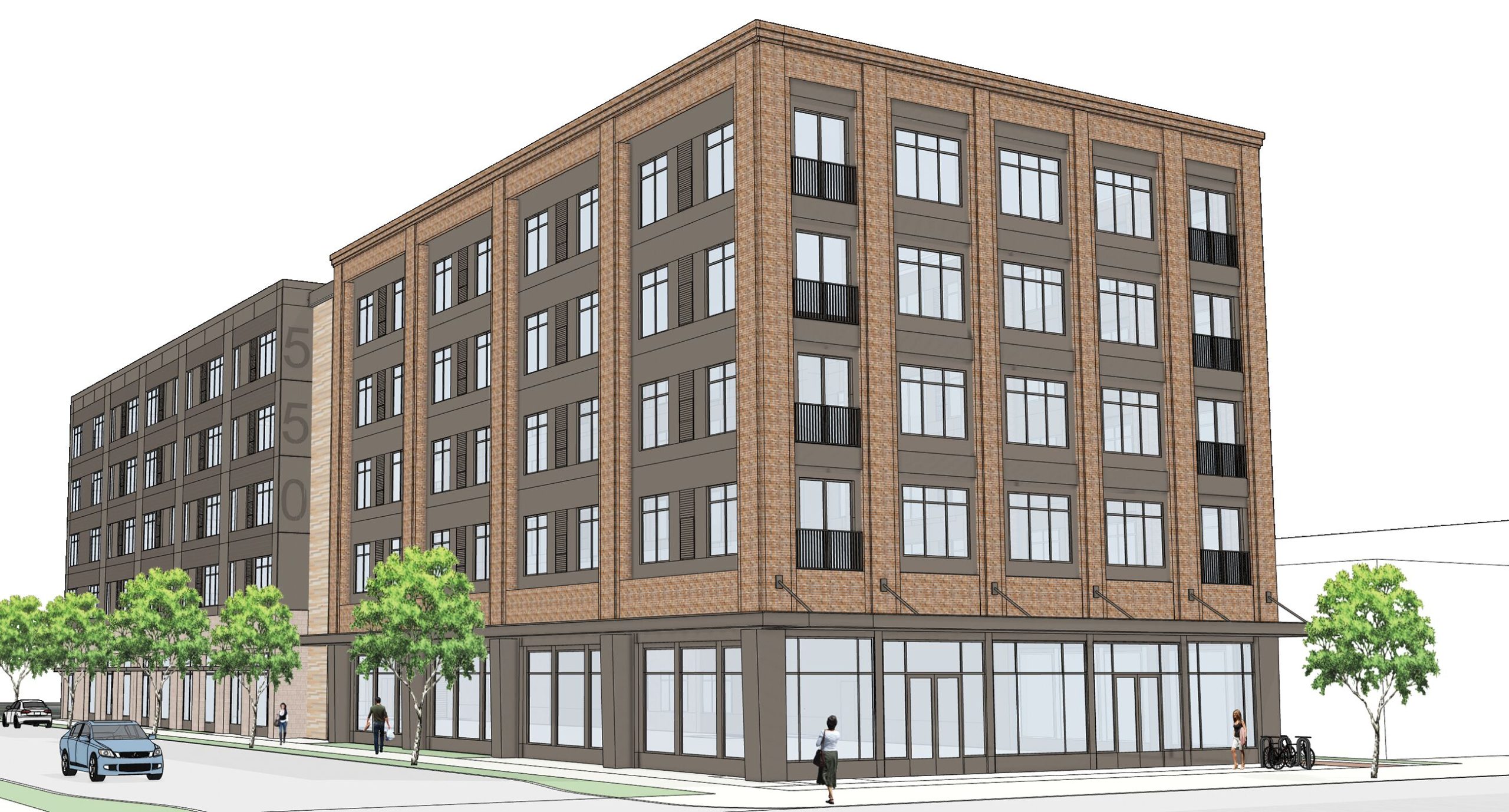 Concept mixed-use building at N. Wisconsin St. and William St. in De Pere