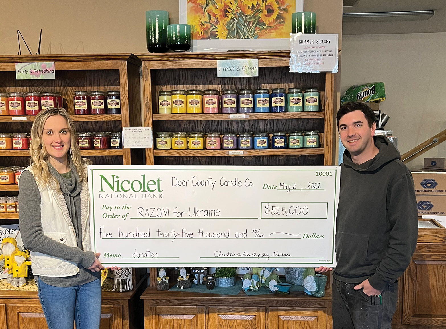 Door County Candle Company’s fundraiser has secured more than $800,000 for Razom for Ukraine, a nonprofit responding to the Russian invasion of the country.