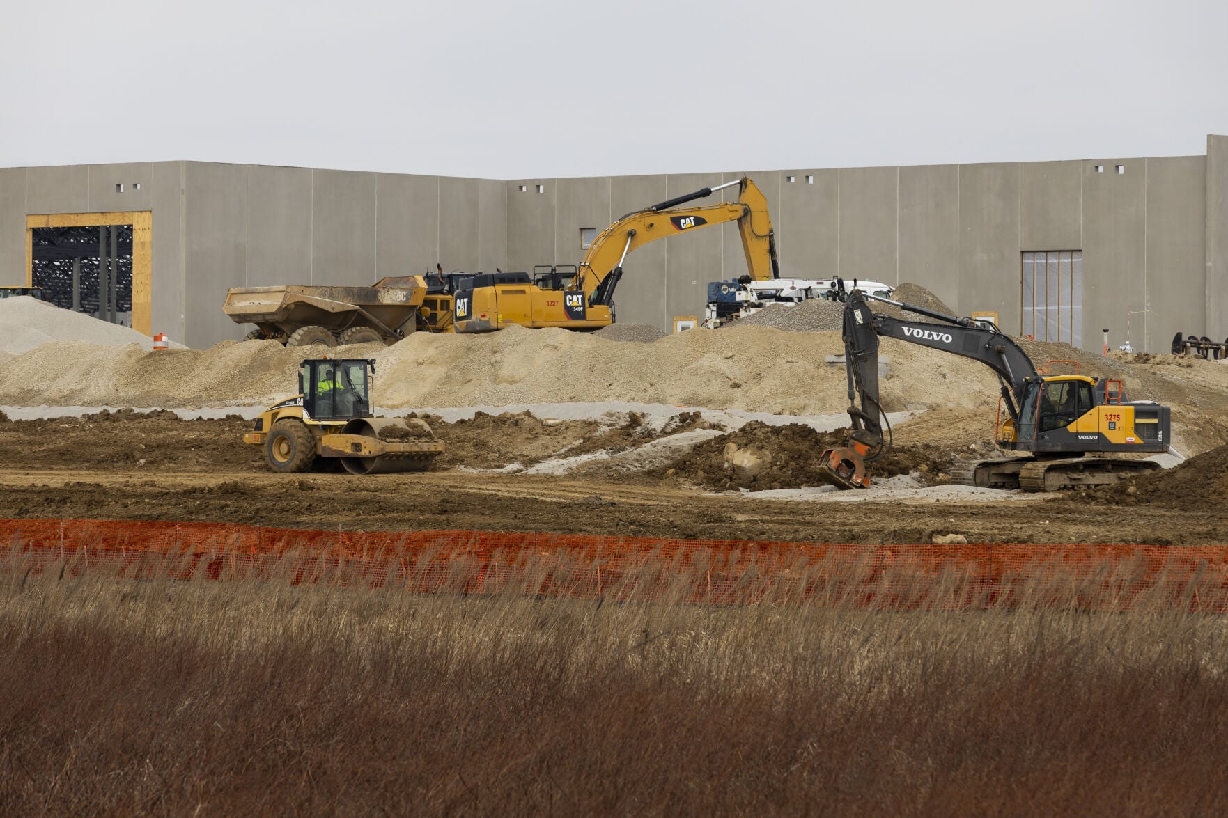 Construction continues at the Beaver Dam Commerce Park where a new Meta data center is being built, March 31, 2026, in Beaver Dam, Wis. (Joe Timmerman / Wisconsin Watch)