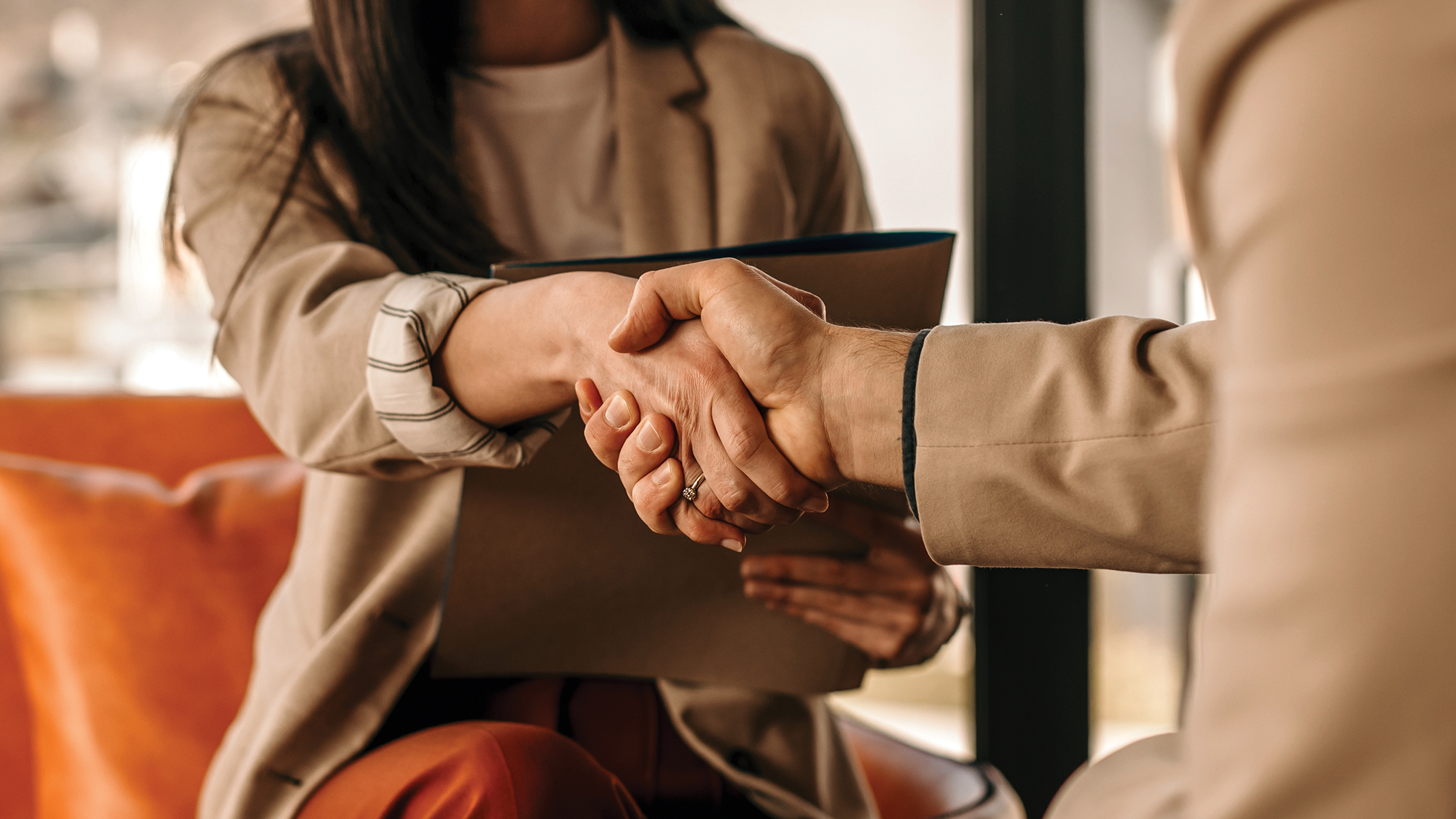 Job candidate handshake