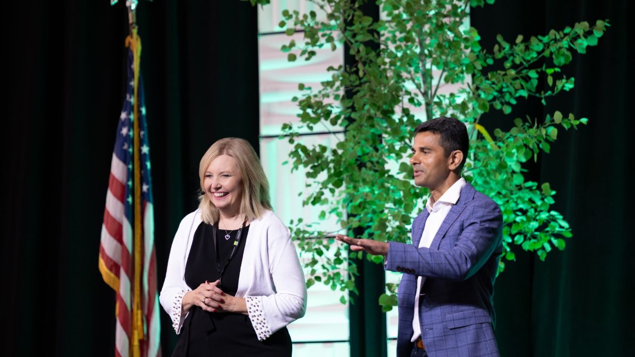 Patti Habeck and Sachin Shivaram at the New North Summit.