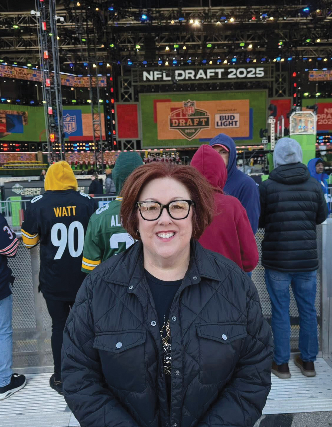 Lara Fritts at the NFL Draft (pre-hire).