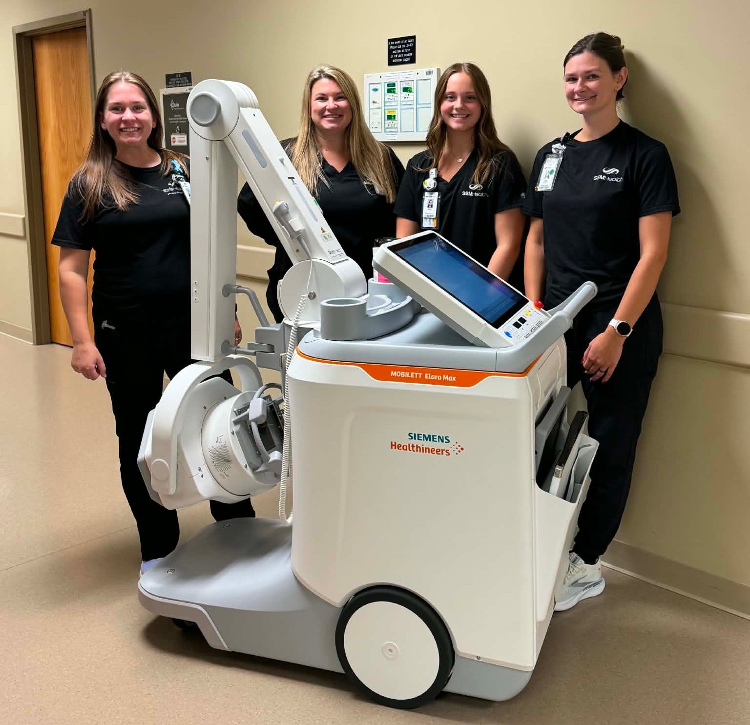 SSM Health Ripon Community Hospital now has two portable X-ray machines for utilization by Imaging team members (left to right) Kelly Martin, CT tech; Kaitlyn Paukstat, Imaging manager; Molly Kloostra, youth apprentice; and Samantha Wesner, CT lead.